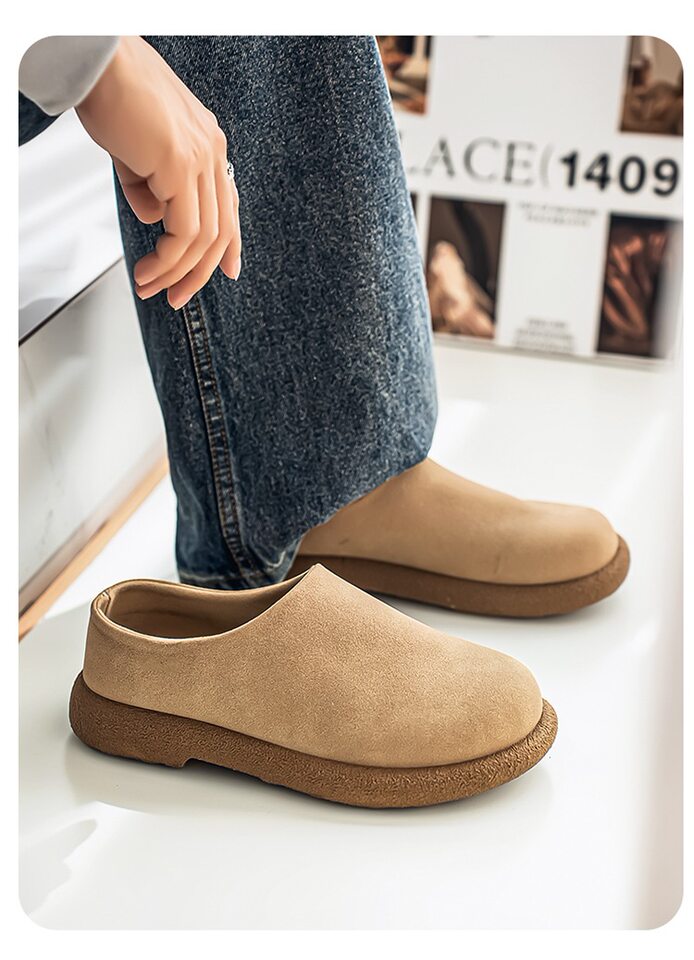 Dép sandal nam bít mũi da PU đế dày chống trượt kiểu lười xỏ chân — Màu nâu, màu be, màu đen chi tiết 10