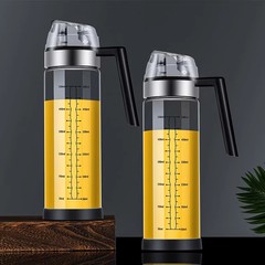 ドイツ系ガラスオイルポット目盛付き家庭用キッチン自動開閉醤油酢調味料味入れ油瓶漏れ防止油瓶