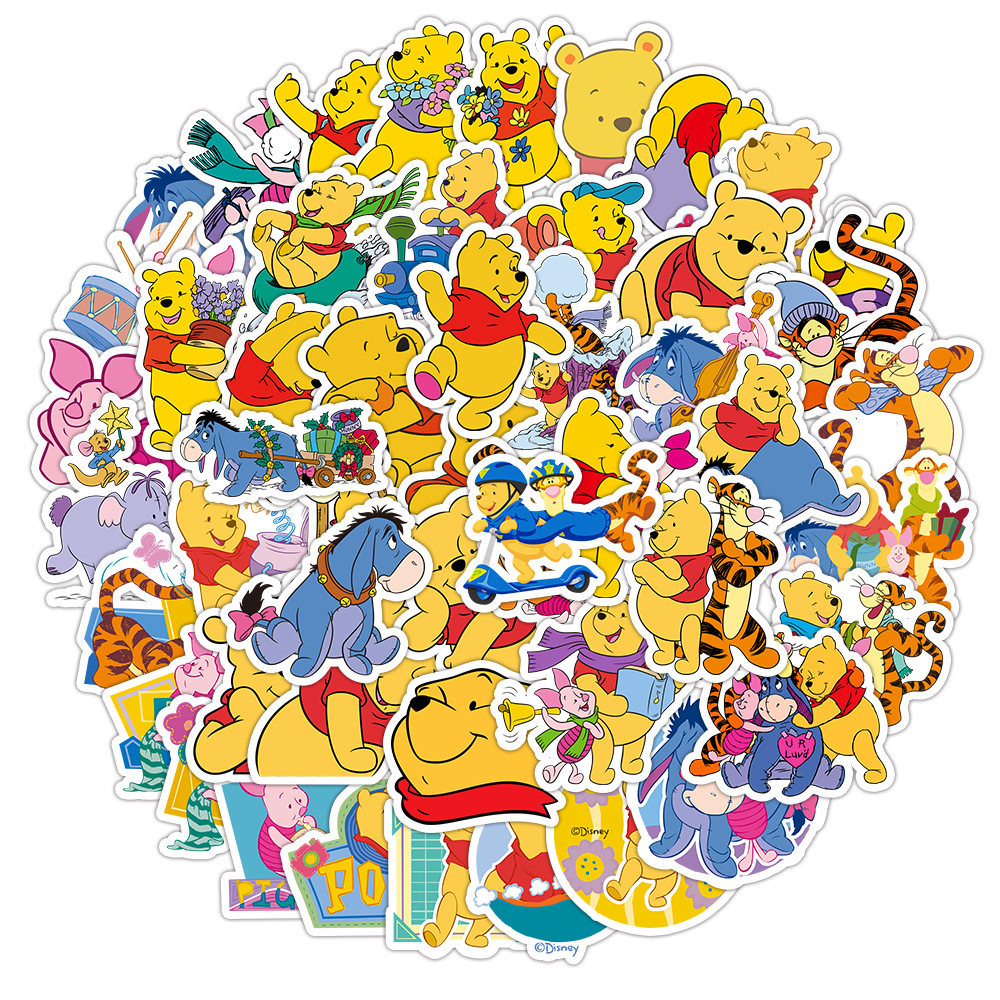 50 Winnie the Pooh Stickers Waterproof Stationery Mobile Phone Case Decoration Stickers Wholesale