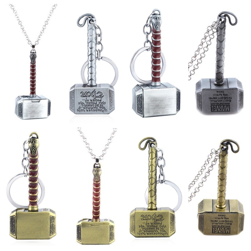 Avengers Infinity War Loki Thor's Hammer Small Pendant Film and Television Peripheral Metal Keychain Necklace Avengers Infinity War Loki Thor's Hammer Small Pendant Film and Television Peripheral Metal Keychain Necklace