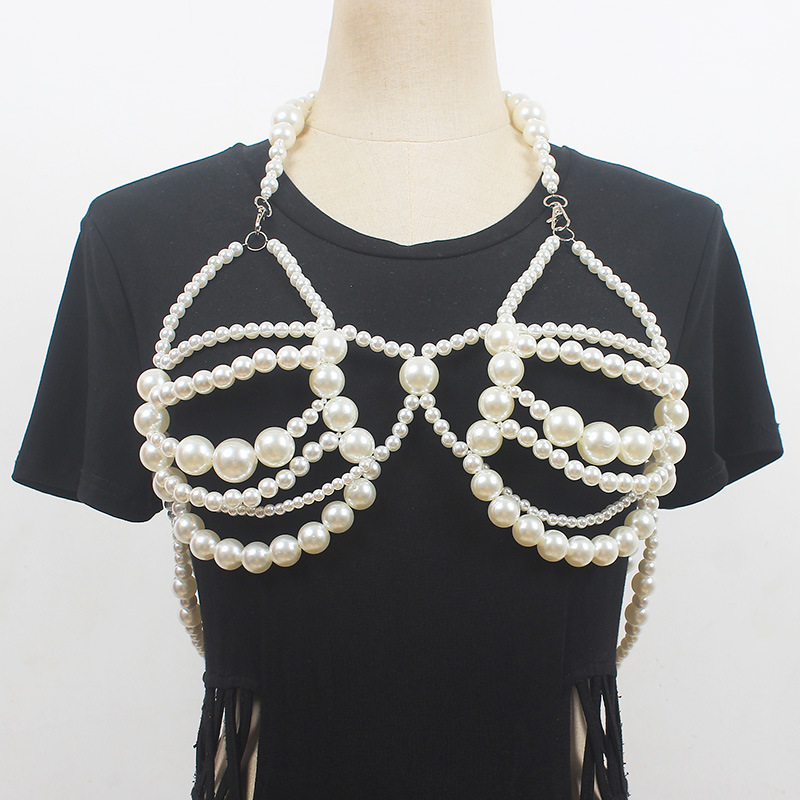 "Tide" Original Pearl Lace-up Leg Ring Garter Girly Sexy Bound Waist and Leg Chain Sling Belt Waist Chain