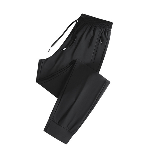 High-quality ice silk quick-drying men's summer thin loose ankle-length pants with high elasticity plus-size sports pants
