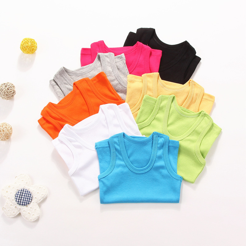 Children's pure cotton summer full-cotton backless top for boys and girls, small halter backless top, W backless top, manufacturer