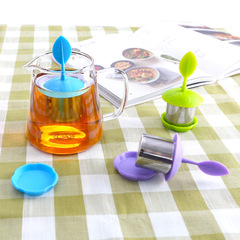 創意硅膠泡茶器 不鏽鋼茶隔葉子造型硅膠茶漏 茶葉茶濾器泡茶工具