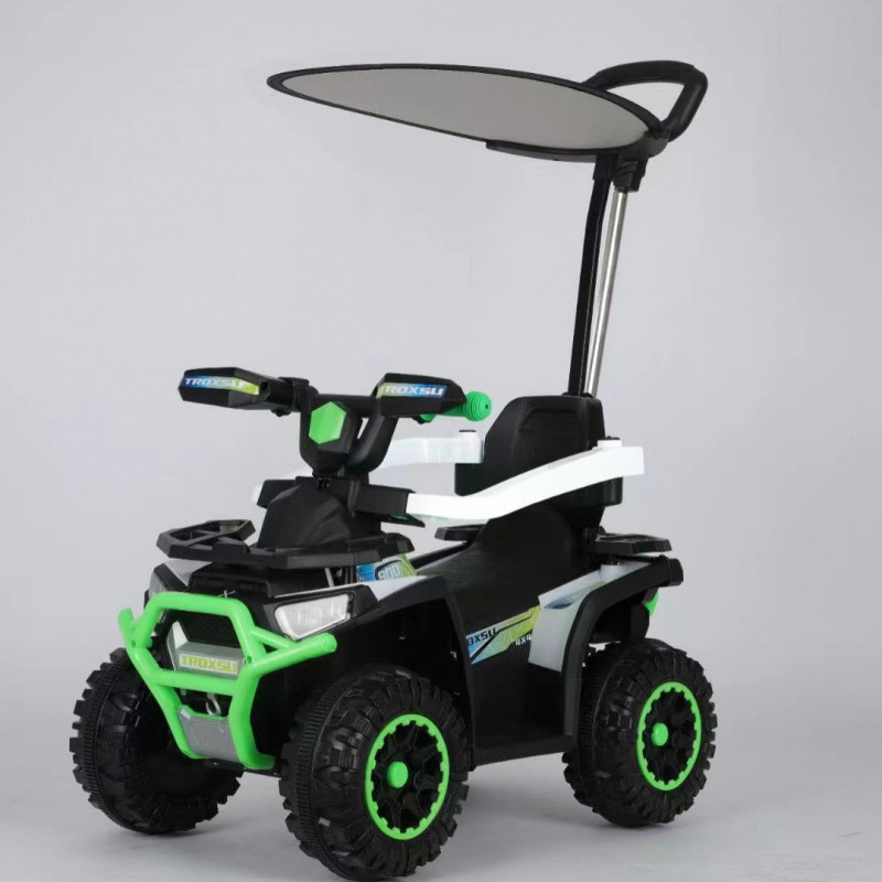 Cuatro ruedas de patineta transfronteriza para niños con música, carro de playa eléctrica, carro de cuatro ruedas de ciclista de carretera