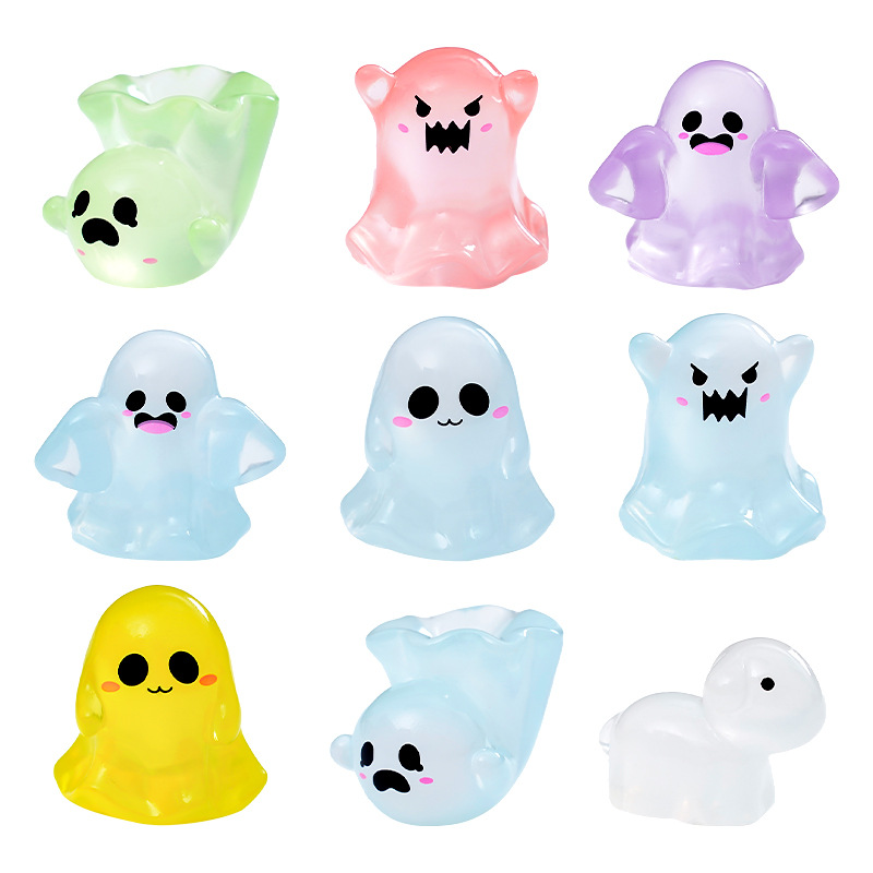 Linda y luminosa muñeca fantasma de Halloween lindo grano lindo adorno de bricolaje accesorios de bolsillo ciego pequeño adorno hecho a mano de escritorio