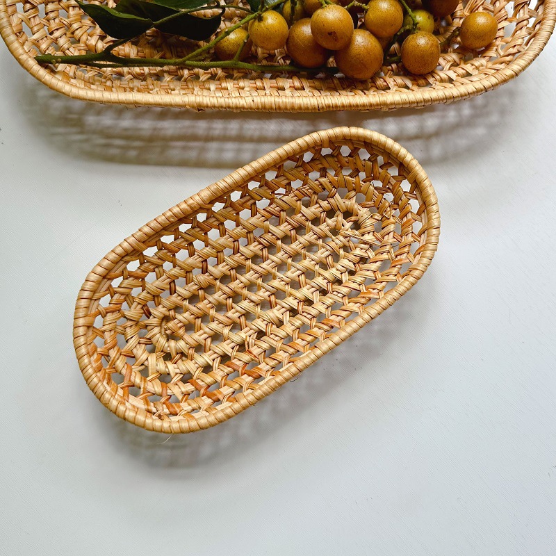 Vietnam de caña trenzada bandeja de fruta cesta trenzada cesta de comida pan