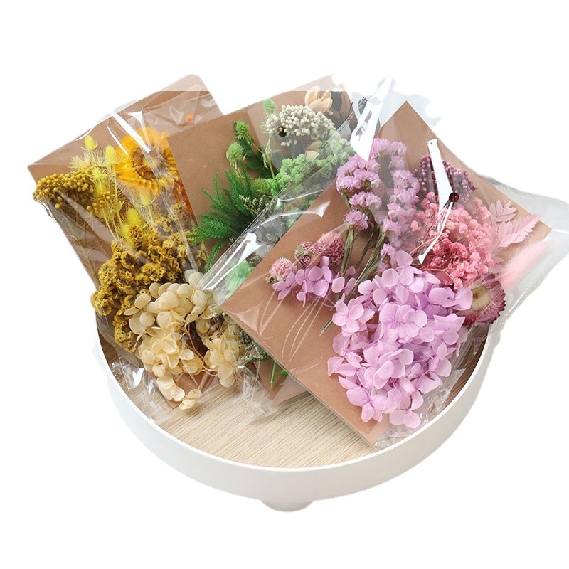 [Paquete de materiales para repujado A5] Flores secas, flores preservadas, paquete de materiales para repujado de marcos de fotos, materiales florales para bricolaje, velas perfumadas, flores secas