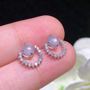18k gold inlaid with water and color, full of ice seed egg surface, jade earrings, jade earrings and certificates