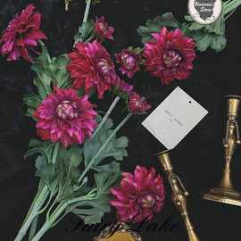 ins梅子色绮丽的深渊大丽花 大丽菊仿真花绢花民宿化妆品摆拍花卉