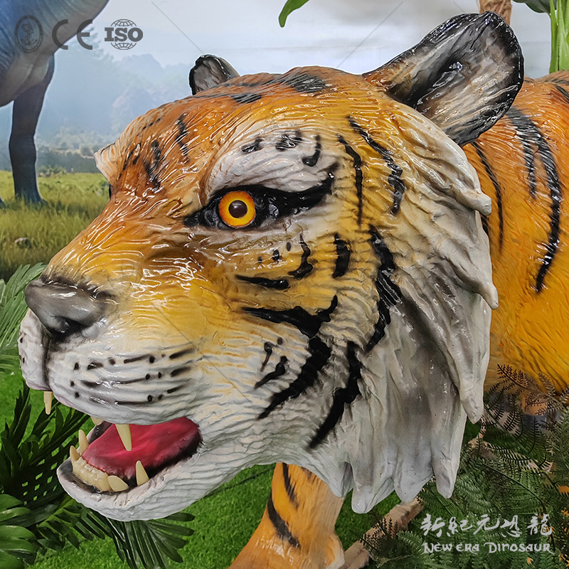 Simulación de animales modelo de tigre grande simulación de dinosaurios de silicona escultura paisaje simulación de animales exposición