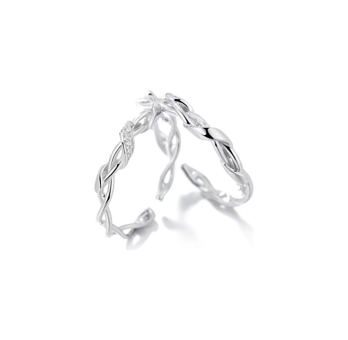 Personalised Weaving Design Couple Rings High-end Trendy Jewellery_voghion.com
