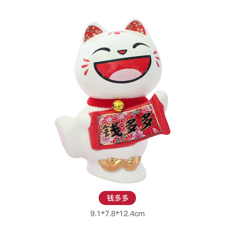 De estilo japonés Lucky Cat decoración de cerámica regalo de apertura cajero casa entrada sala de estar decoración de escritorio
