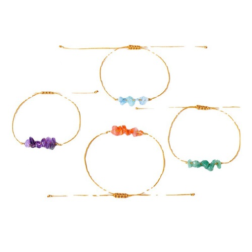 European and American popular irregular gravel raw stone hand-woven bracelet bohemian style tiger eye amethyst beach bracelet