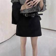 韩版毛呢半身裙女2025秋冬新款复古百搭磨毛防走光A字西装短裙子