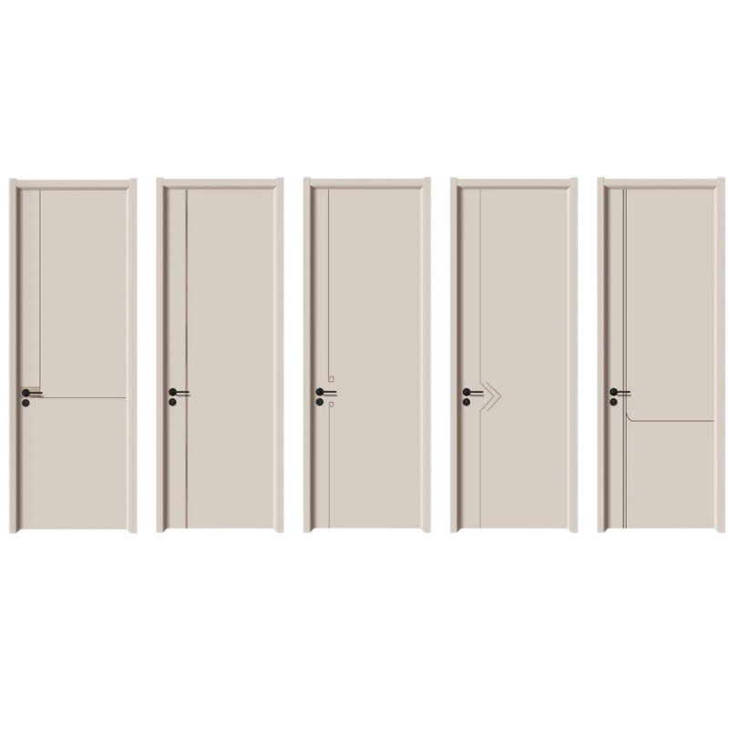 Puerta interior ecológica sin pintura Puerta silenciosa compuesta Puerta de madera maciza de cristal de carbono Nueva puerta de habitación de estilo simple chino Puerta de dormitorio