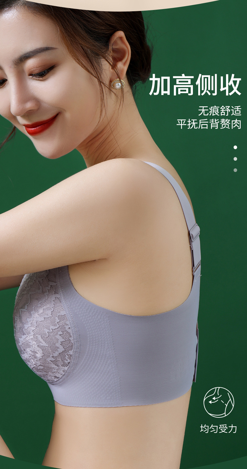 日本乳胶反重力系列内衣女士宽肩无痕运动文胸收副乳蕾丝胸罩批发详情8