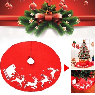 Christmas Elk Printed Tree Skirt 90cm Christmas Non-Woven Offset Printed Tree Skirt Christmas Decorations Venue Props
