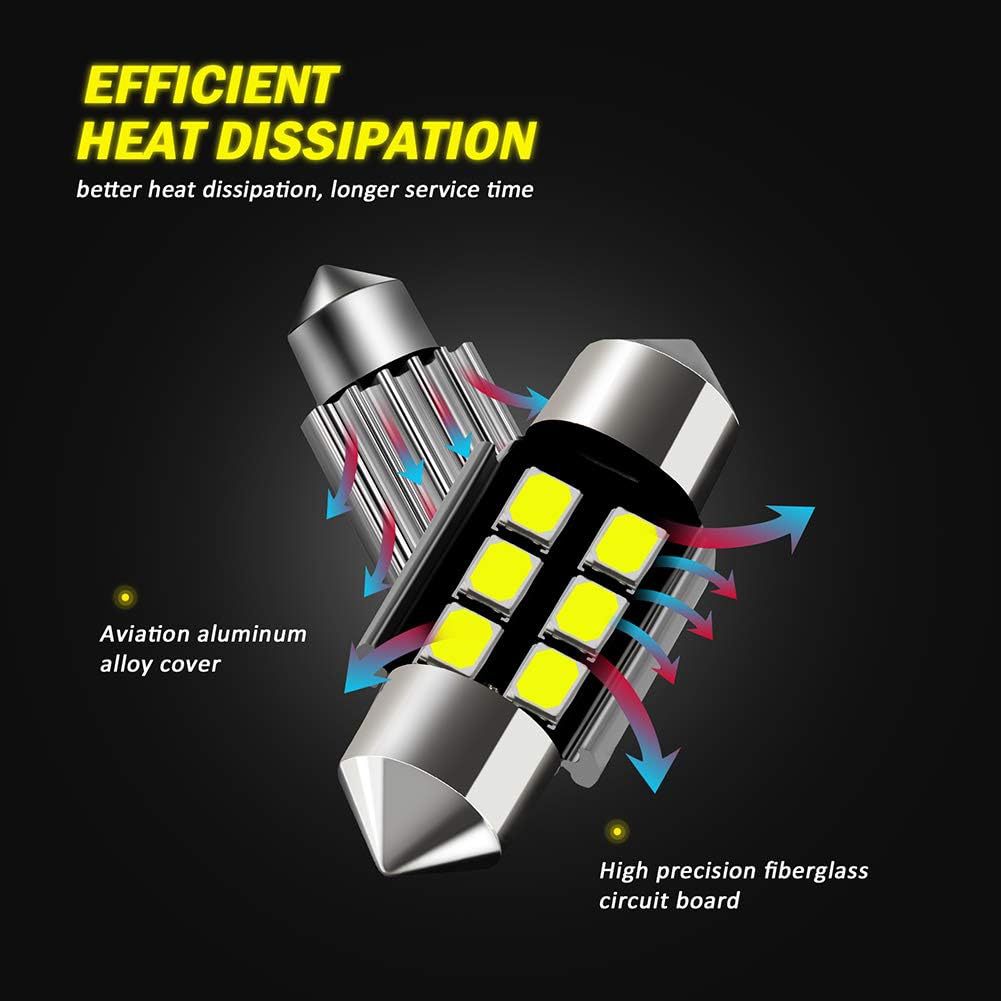 Decodificación de lámpara de lectura de automóviles LED de doble punta 2835 6smd luz luminosa del compartimento de luz del maletero 31MM