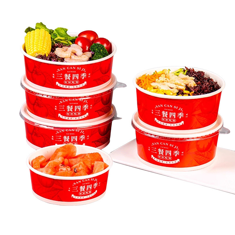 三餐四季打包盒一次性餐盒国潮商用外卖加厚耐高温餐具牛皮纸纸碗|undefined