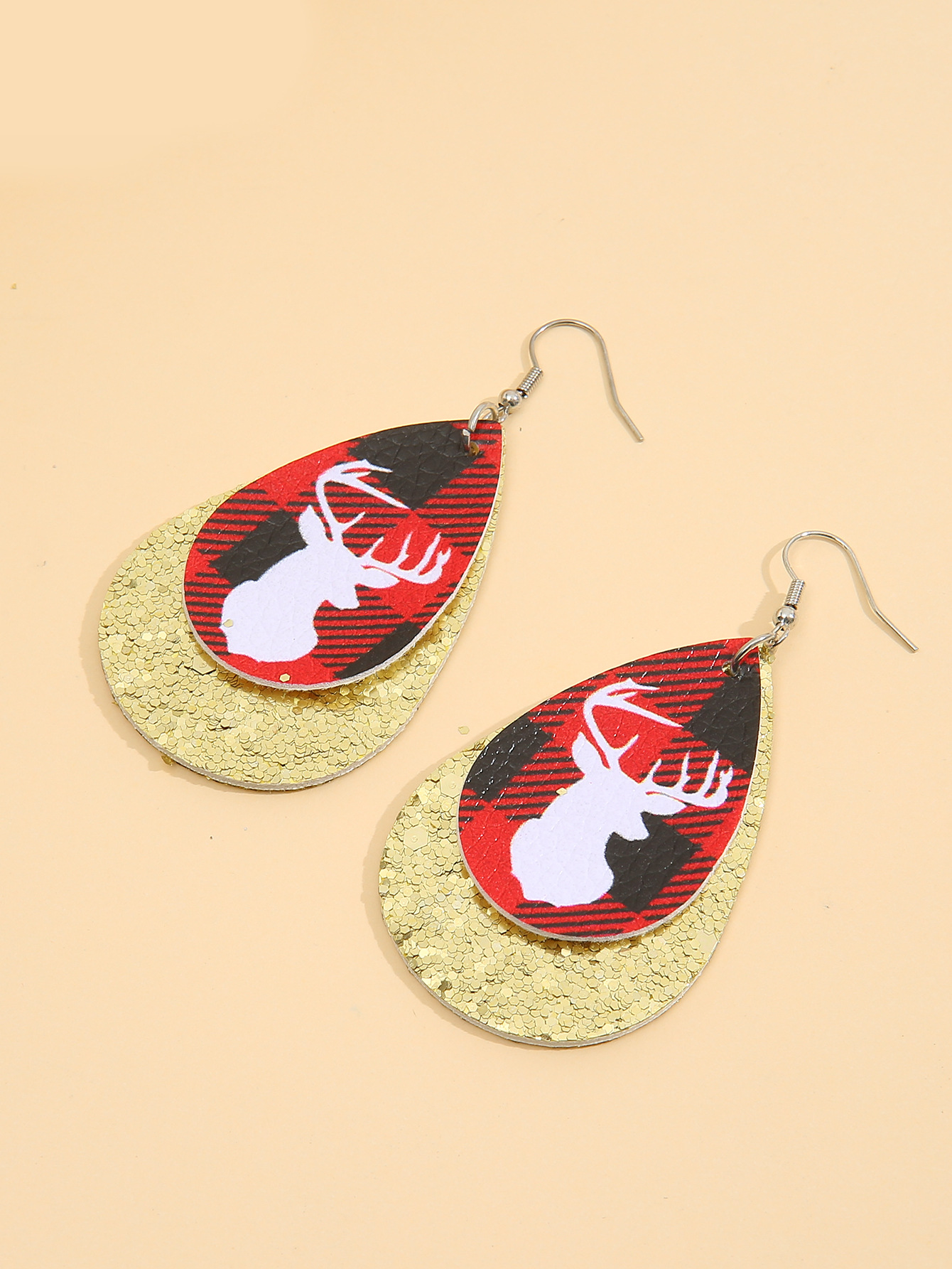 Creative Drop-shaped Christmas Series Sequined Leather Earrings Female Wholesale display picture 5