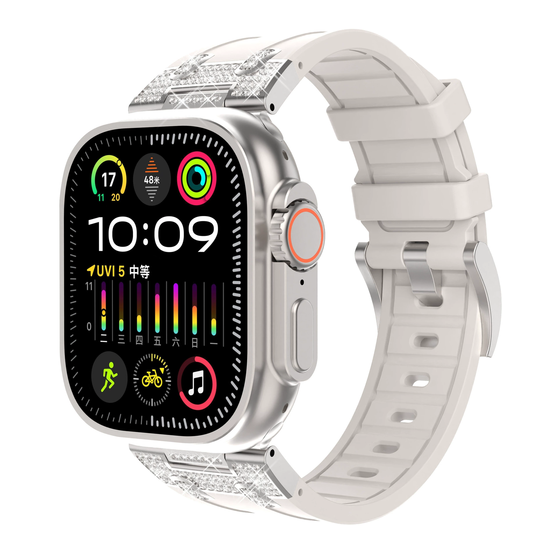 Совместимые ремешки для Apple Watch, полные инкрустированных звёздами кристаллы, силиконовая резина, iWatchs10ultra элитный браслет cross-border взрыв