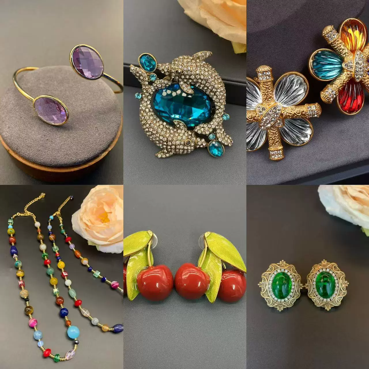 青岛饰品复古小众耳钉耳饰项链手链胸针套装高级感秋冬批发女士