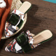 Europe and the United States color baotou half muller slippers outside the female buckle shoes flat