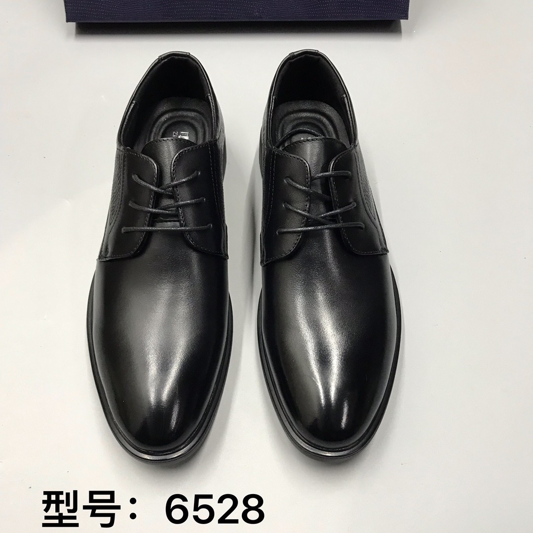 头层牛皮商务皮鞋男真皮男士正装系带透气黑色尖头英伦系带款纯皮