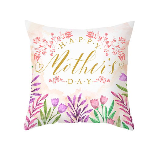 2025 New Mother's Day Printed Throw Pillow Cover Cross-border Peach Velour Home Sofa Decor Throw Pillow Bedside Cushion Cover