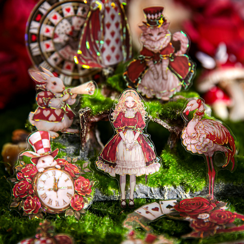 Papel Sr. Paquete de pegatinas grandes series de animación retro en el país de las maravillas materiales de cuentas de mano de película de corte de pegatinas