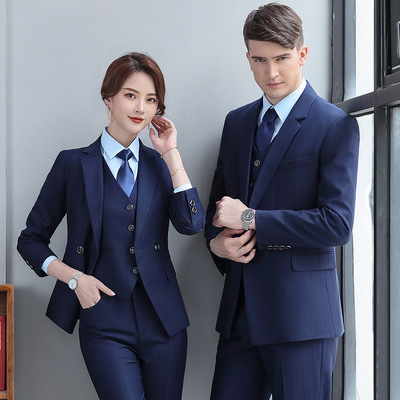職業裝男女同款西裝正裝三件套商務銷售職業工作服經理西服套裝