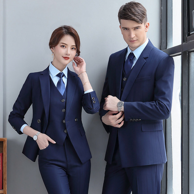 職業裝男女同款西裝正裝三件套商務銷售職業工作服經理西服套裝