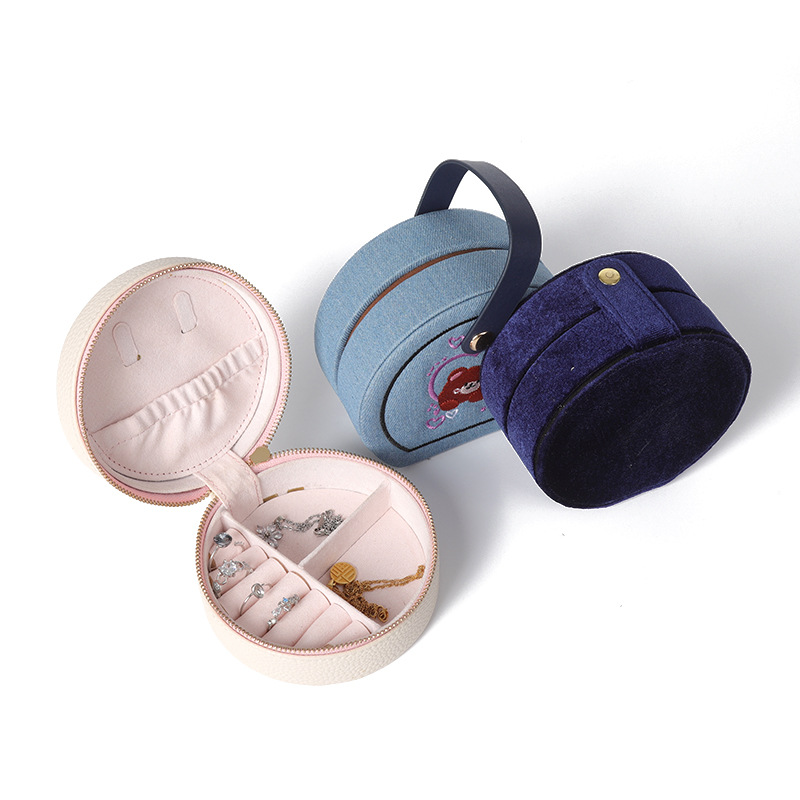 Alhajero Portátil de Viaje de Cuero PU Portátil para Anillos y Collares