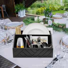 跨境木质桌面收纳盒吧台一次性纸杯咖啡胶囊储物盒厨房纸盘餐具盒