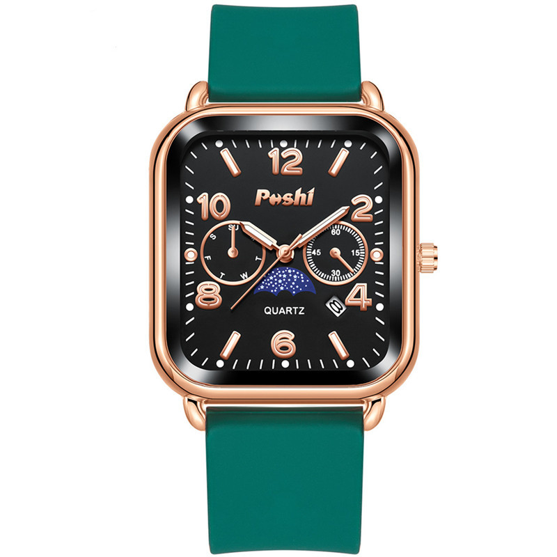 POSHI TikTok reloj popular reloj cuadrado de moda para hombre banda de silicona aleación impermeable reloj de cuarzo para mujer
