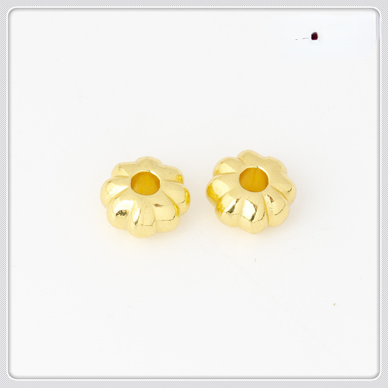 Venta al por mayor de aleación chapado en oro Cuentas planas espaciador hecho a mano cuentas de melón de plata bricolaje accesorios de joyería cuentas sueltas