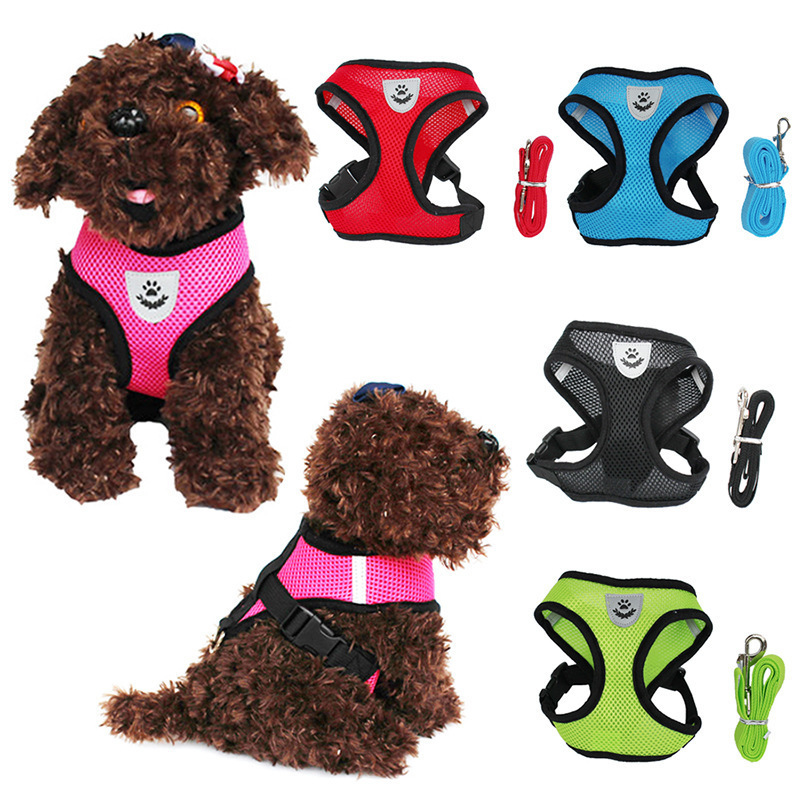 Pet chest strap vest mesh chest back dog leash set breathable cat dog chain spot wholesale