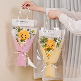 情人节创意玫瑰花向日葵手工编织毛线花束生日老师女朋友创意礼物