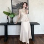 无袖中式缎面提花套装