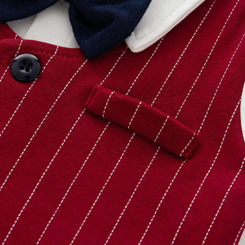 100 días de bebé niño vestido de banquete captura Zhou estilo británico pequeño traje bebé estilo occidental Caballero mono primavera y otoño