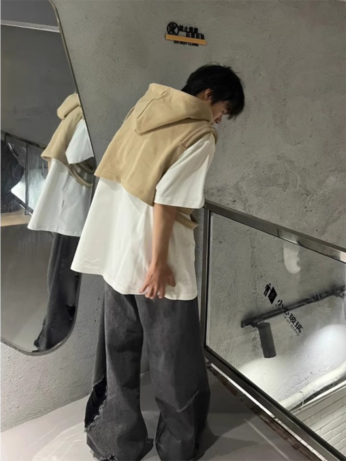 Cráneo costilla chaleco hombres otoño diseño sentido nicho moda marca pu shuai frito calle chaleco americano sin mangas con capucha chaleco
