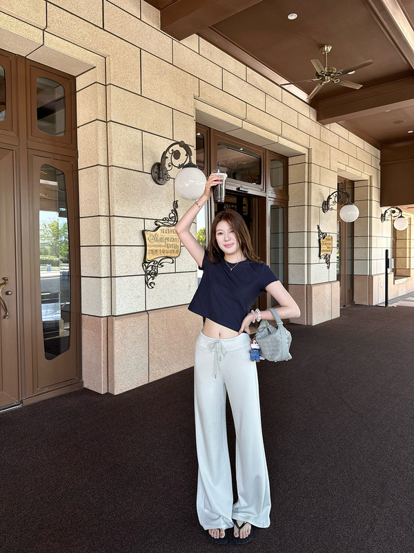 蝶宝嘻 夏日舒服挂专线 垂感直筒裤女夏季新款轻薄宽松阔腿休闲裤|undefined