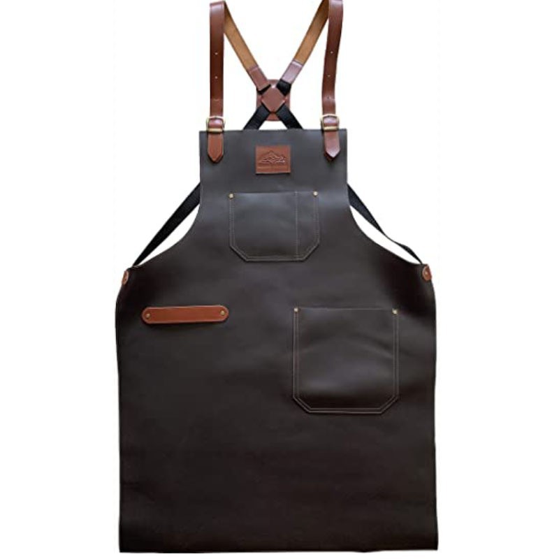 Amazon pu delantal de cuero barbacoa hornear tienda jardinería peluquería ropa de trabajo hogar cocina delantal fábrica al por mayor