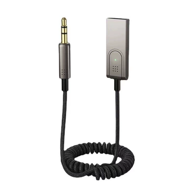 Car Bluetooth 5.1 receiver AUX and USB cable car audio call Bluetooth adapter (Bluetooth Hands-free dəstləri) - gray