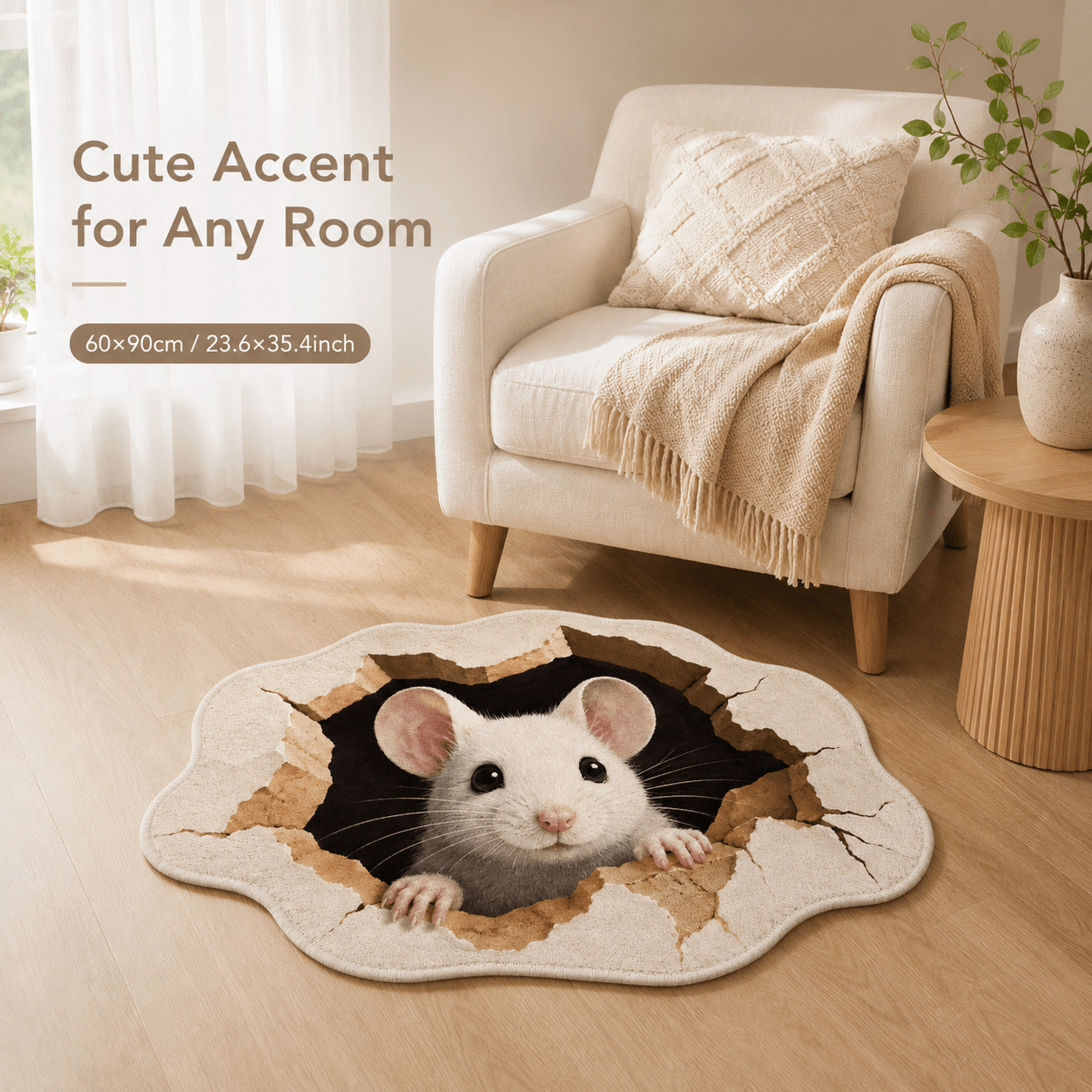 Cute and adorable lion-shaped doormat, made of faux cashmere, with a unique design, stain-resistant, skin-friendly, suitable for bedrooms and bathrooms, and features a thickened layer for added comfor