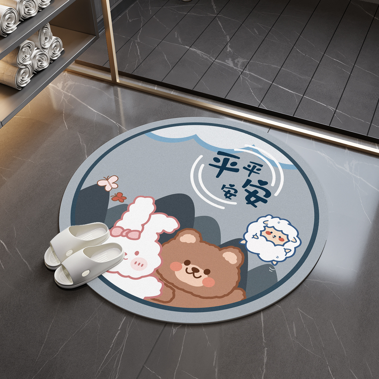 Baño redondo inodoro almohadilla de suelo de barro de diatomeas suave almohadilla de absorción de agua puerta de baño anti-deslizante pie de baño inodoro