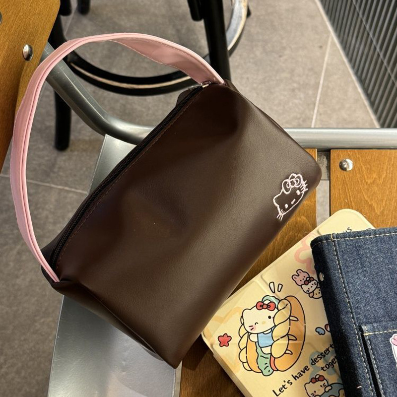 New Embroidered Cosmetic Bag for Women, Waterproof Pu Leather Travel Handbag, Portable Toiletry Storage Bag for Girls