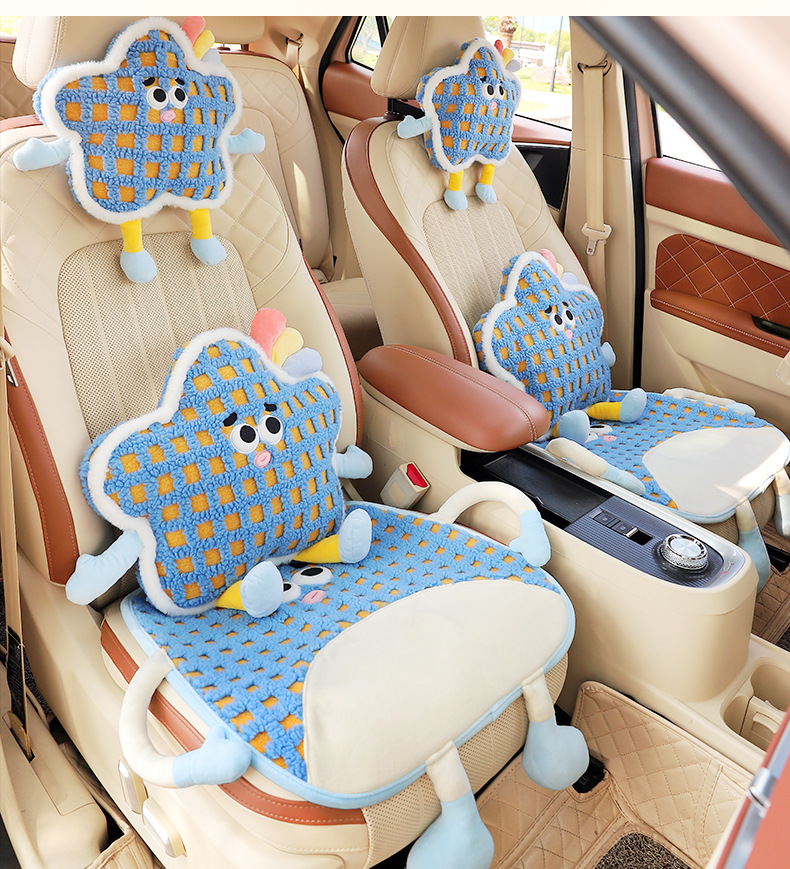 Cartoon Plush Car Seat Cushion Winter Car Seat Cushion Car Warm Anti-Slip Seat Cushion Car Seat Cover