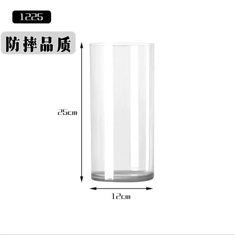 亚克力防摔花瓶摆件客厅插花透明水养富贵竹直筒轻奢感醒花桶批发|undefined